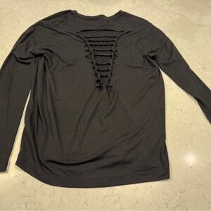 Onzie Black Long Sleeve Top with Ladder Back Detail